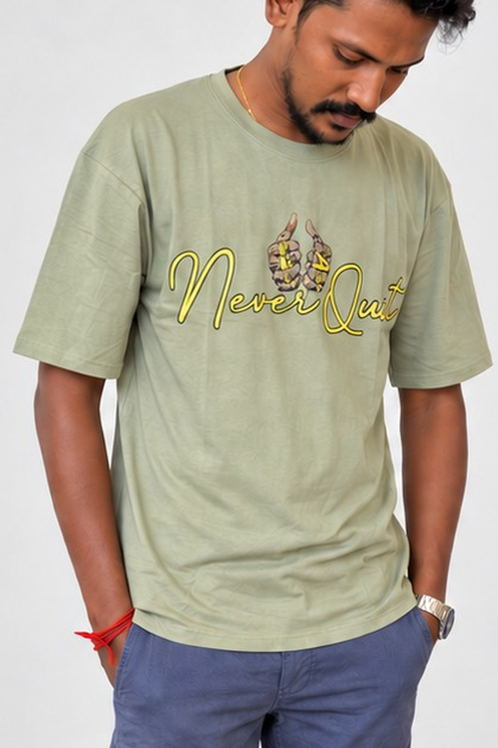 Oversized Printed TShirt - Light Olive