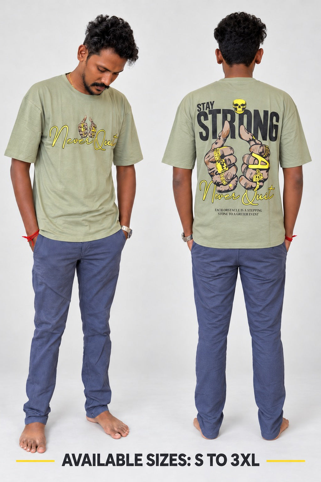 Oversized Printed TShirt - Light Olive